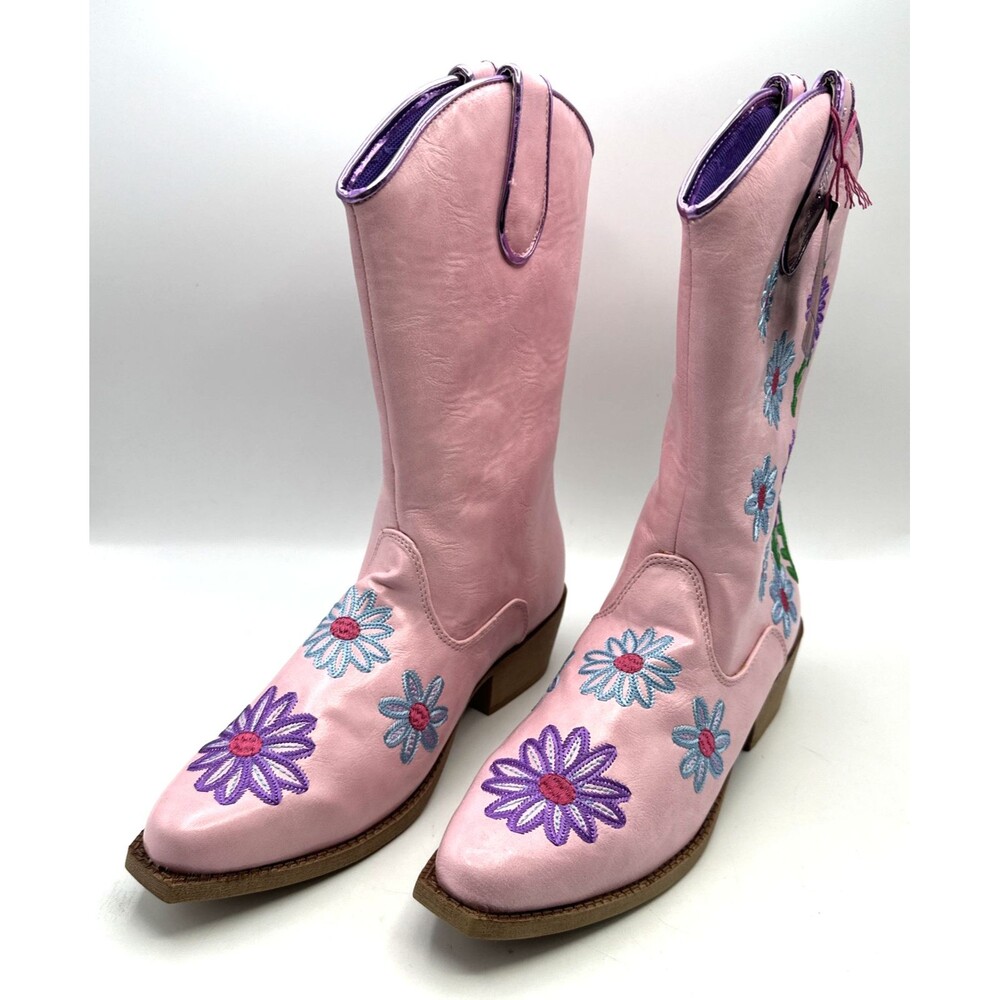 Blazin Roxx Western Boots Girls 5.5 Daisy Kids Zip Floral Pink NEW IN BOX